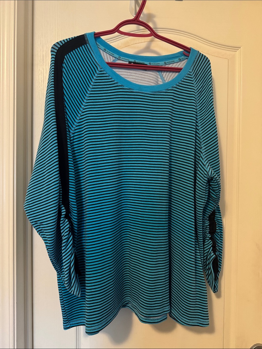 Striped Teal and Black Long Sleeve Women's Tee